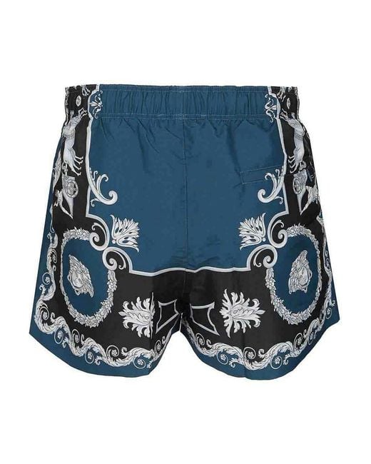 Versace Blue Baroque Swim Shorts for men