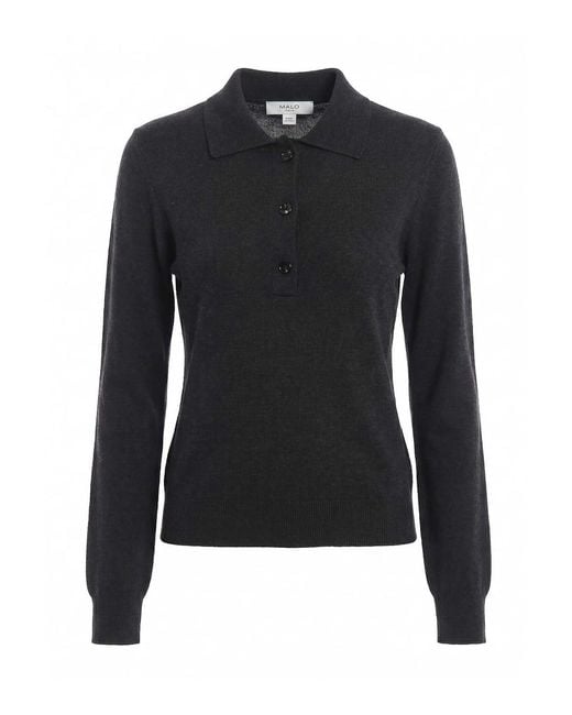 Malo Blue Polo Neck Sweater