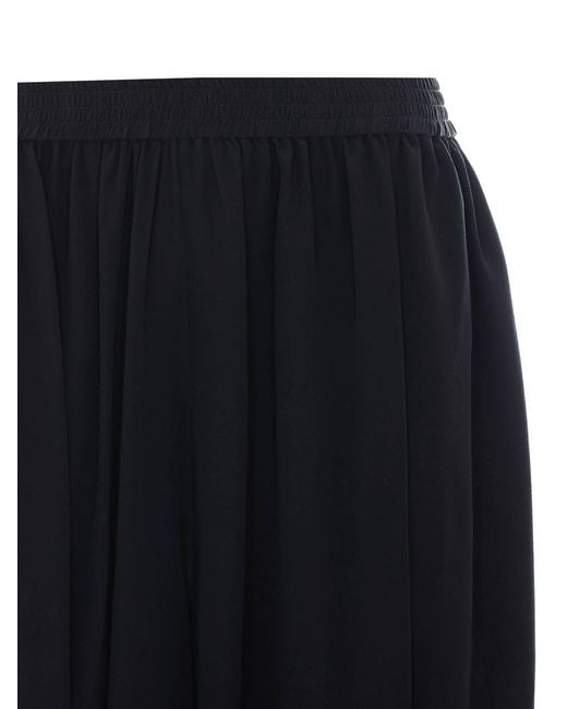 Chloé Black Fluid Pleated Crepe De Chine Pants