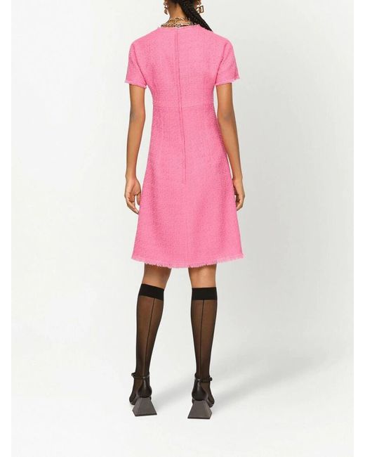 Dolce & Gabbana Pink Tweed Raschel Mini Dress