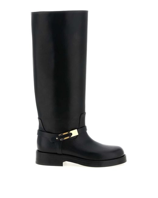 Elisabetta Franchi Black Logo Strap Boots