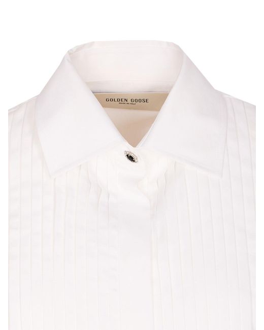 Golden Goose Deluxe Brand White Over Shirt With Frontal Buttons