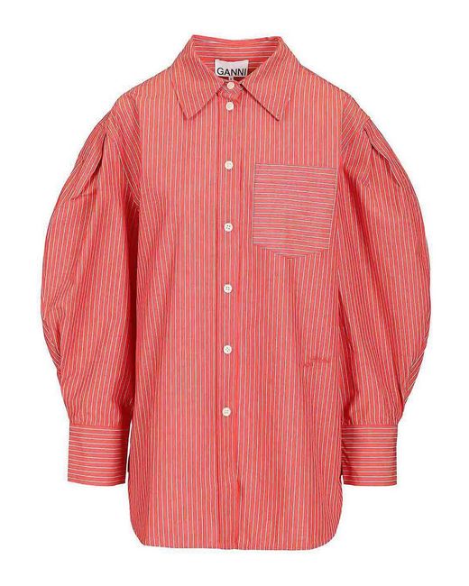 Ganni Pink Oxford Shirt