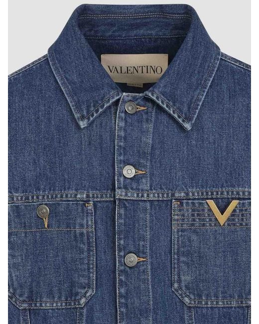 Valentino Blue Cotton Jacket for men