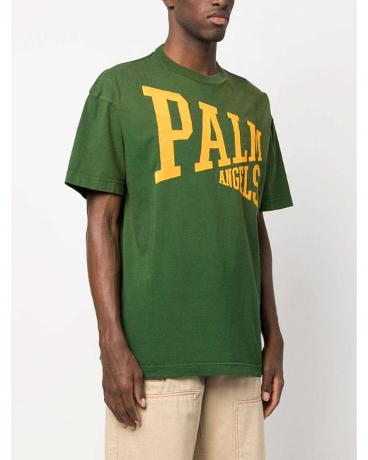 Palm Angels Green Branded T-shirt, for men