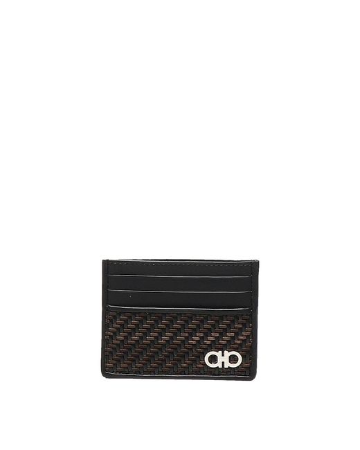 Ferragamo White Card Holder With Woven for men