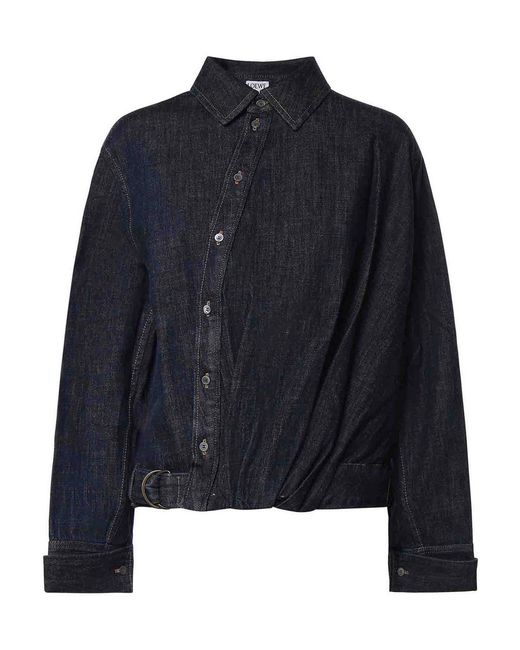 Loewe Blue Draped Denim Shirt