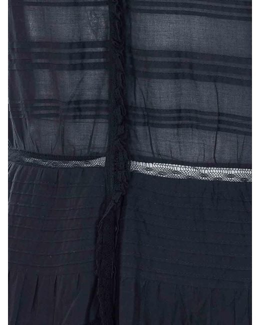 Isabel Marant Blue Daniva Dress Lace Embroidery Long Silhouette