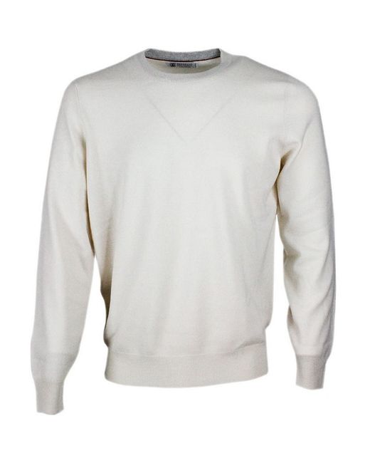 Brunello Cucinelli Gray Cashmere Crewneck Sweater for men