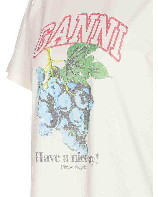 Ganni White Grapes Logo T-Shirt