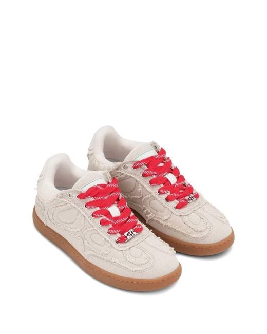 Ganni Pink Canvas Sneakers With Raw-Cut Edges