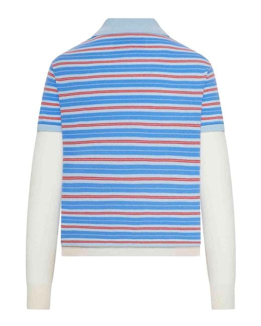 Guest In Residence Blue Cashmere Layered Rugby Polo
