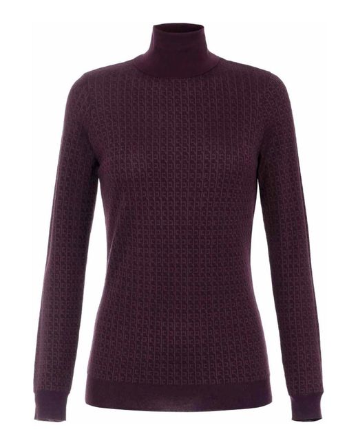 Elisabetta Franchi Purple Wool Blend Turtle-Neck Sweater