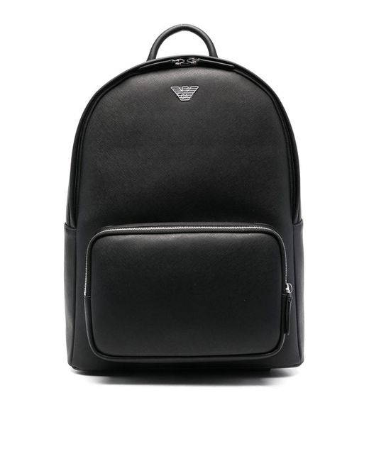 Emporio Armani Logo print Leather Backpack in Black for Men Lyst UK