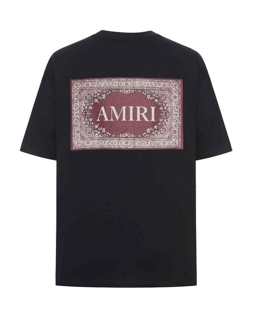 Amiri Black Crew Neck Cotton T-Shirt With Print for men