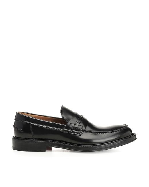 Corvari Black Brushed Leather Penny Loafer for men