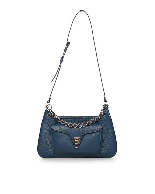 Coccinelle Blue Beat Generation Medium Leather Bag