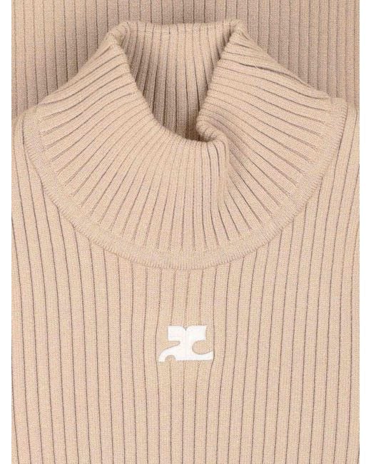 Courreges Natural Logo Turtleneck