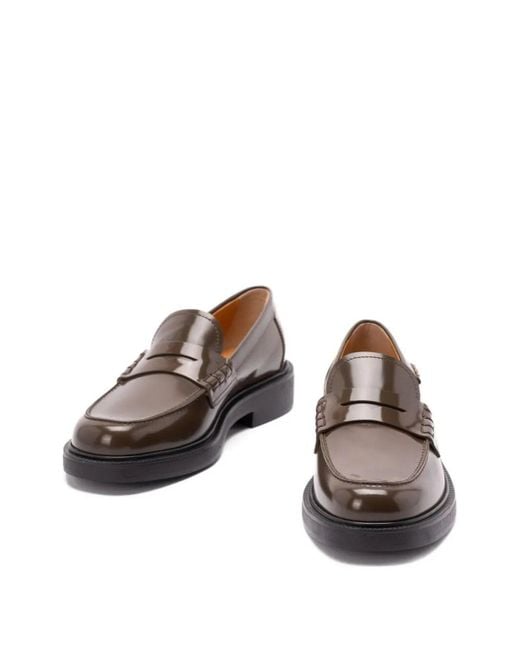 Tod's Brown Shaded Finishing Leather Penny Loafers