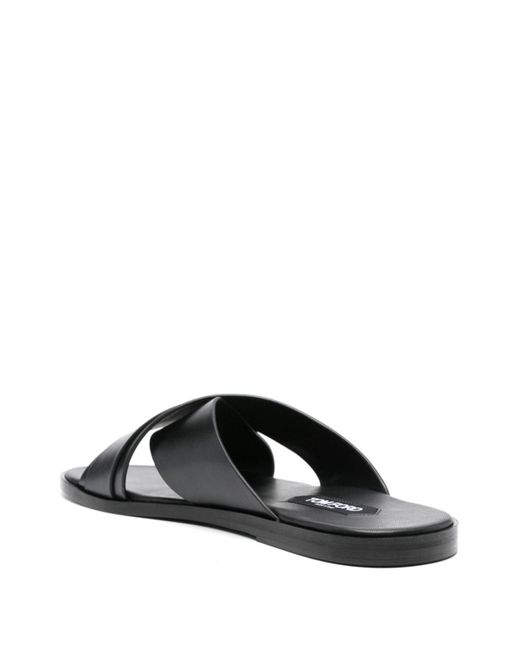 Tom Ford Black Leather Flat Sandals for men
