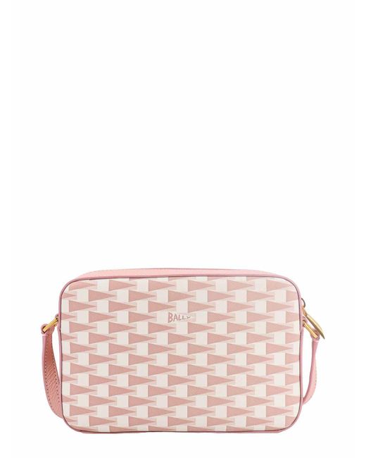 Bally Pink Coated Canvas Leather Bag All-over Print