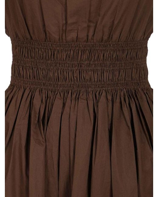 Matteau Brown Shirred Waist Mini Dress