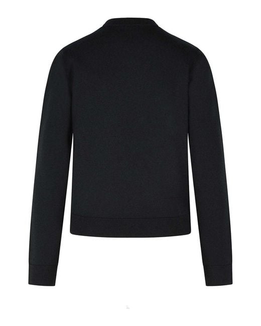 Moncler Black Tricot' Virgin Wool Cardigan