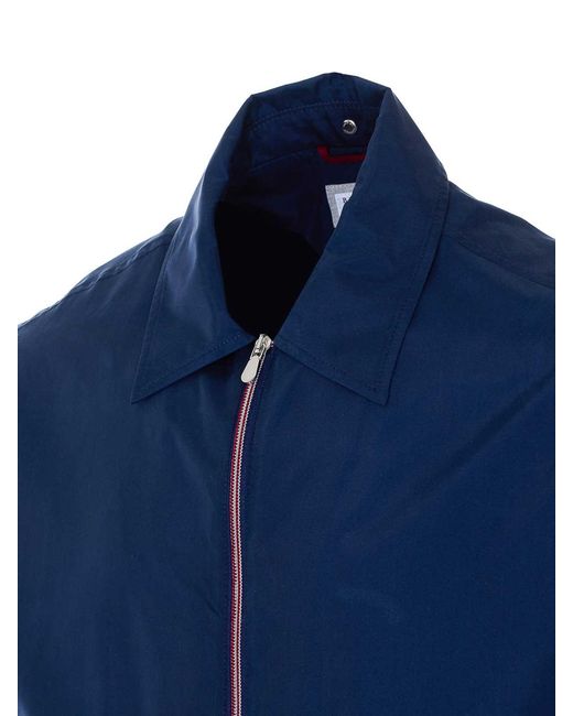 Brunello Cucinelli Blue Jacket With Frontal Zip Closure for men