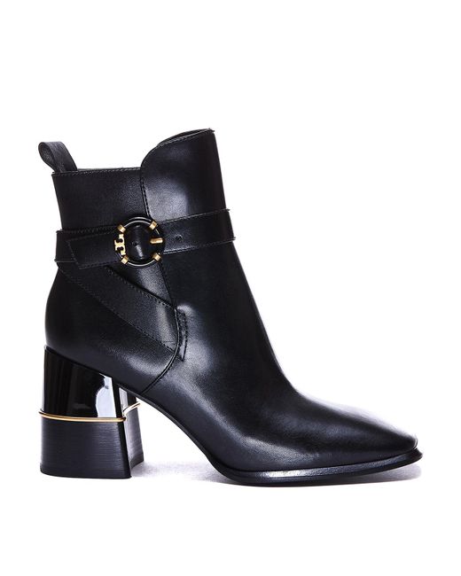 Tory Burch Leather Ankle Boots in Black | Lyst UK