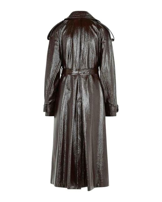 Sportmax Gray Long Patent Effect Trench Coat