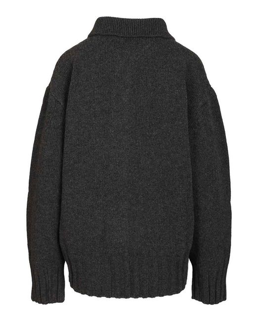 The Attico Black Cardigan With Embroidered Logo