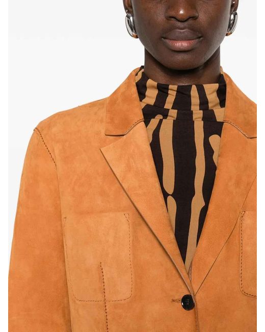 Desa Nineteenseventytwo Orange Reversible Leather Blazer