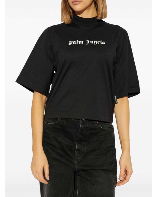 Palm Angels Black Classic Logo Cropped T-Shirt