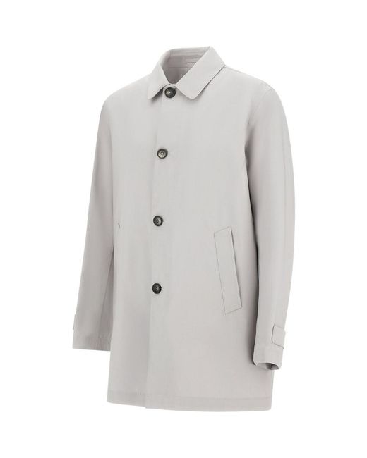 Herno White Layers Wool Storm Fabric Raincoat for men