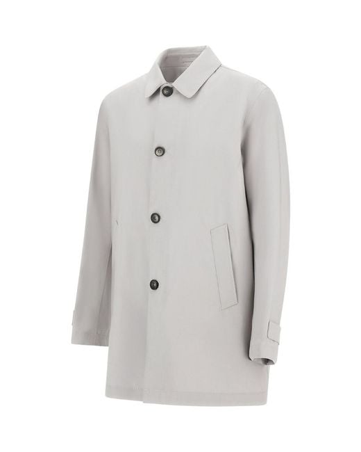 Herno White Layers Wool Storm Fabric Raincoat for men