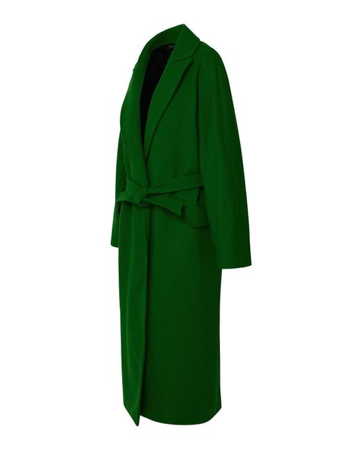 A.P.C. Green 'florence' Coat In Virgin Wool Blend