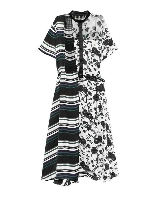 Sacai White Floral-Print Midi Dress