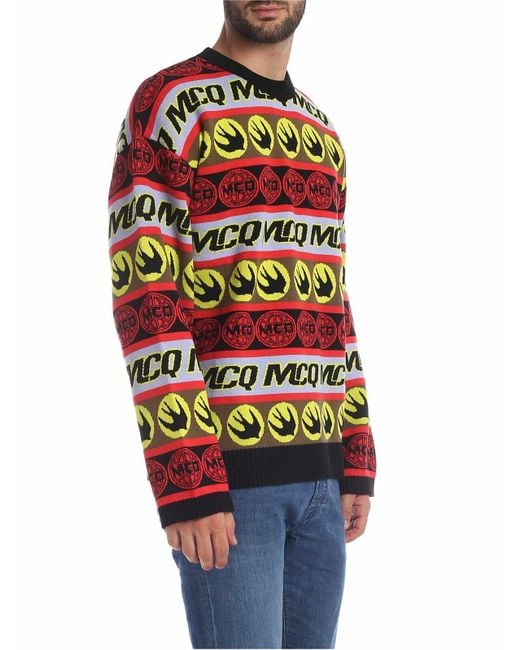 McQ Alexander McQueen Black Tape Crew-Neck Pullover for men