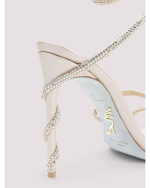 Rene Caovilla White Cleo 105 Crystal Embellished Sandals
