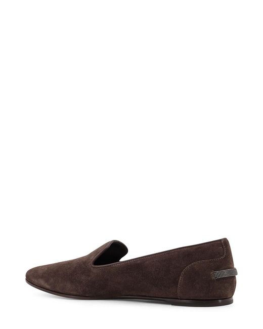 Brunello Cucinelli Brown Suede Moccasins With Mobile Details