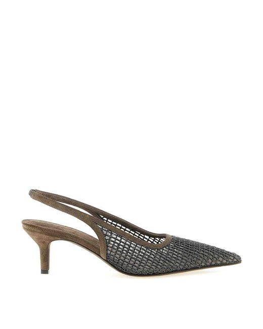 Brunello Cucinelli Gray City Slingback