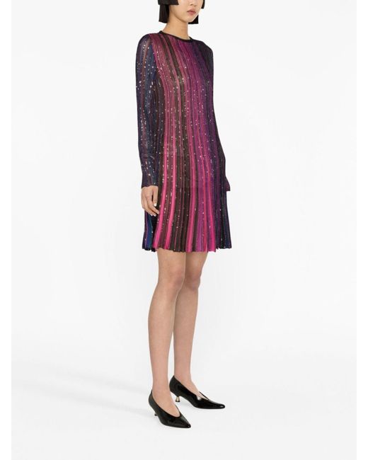 Missoni Purple Lurex Pleated Short Dress