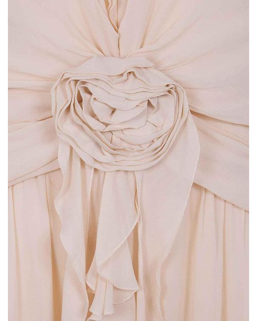 Blumarine White Georgette Long Dress