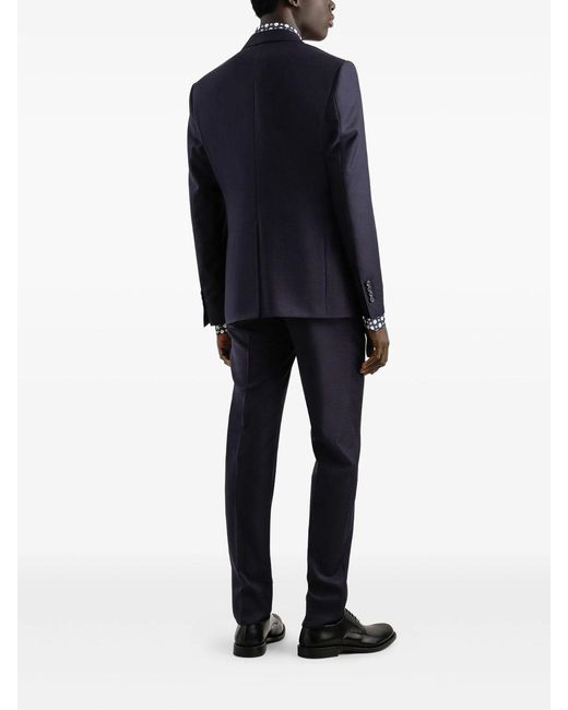 Dolce & Gabbana Blue Single-Breasted Micro-Patterned Classic Suit for men