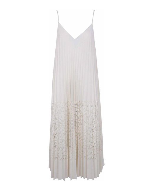 Aviu White Laser Plisse Midi Dress
