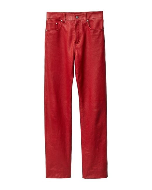 Versace Red Leather Pant