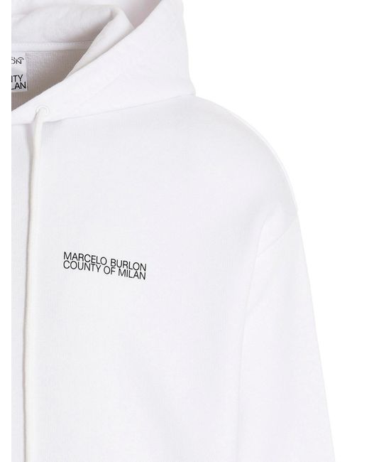 Marcelo Burlon White Tempera Cross Hoodie With Pouch Pocket for men