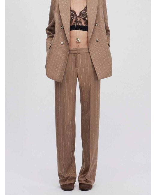 ERMANNO FIRENZE Brown Pinstriped Trousers