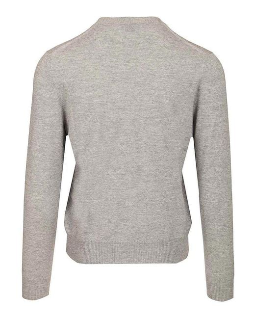 McQueen Gray Sweater With Reverse Skull Motif Embroidered Knitwear Grey for men