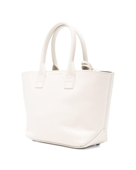 Hogan White Mini Leather Tote Bag